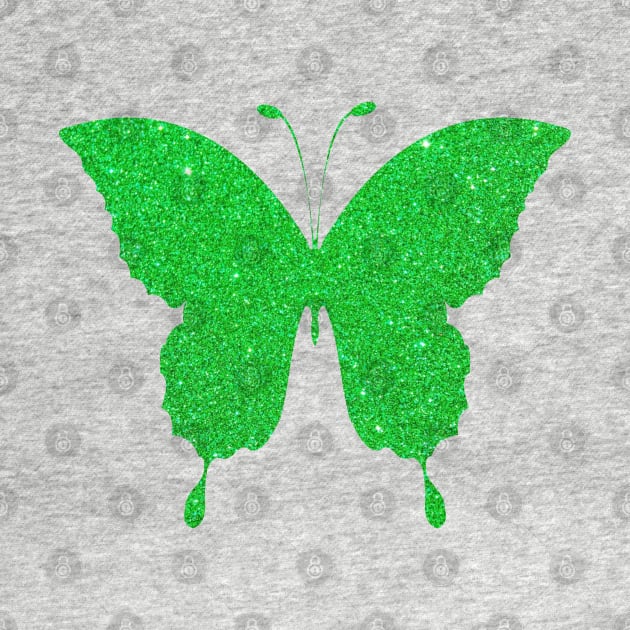 Bright Green Faux Glitter Butterfly by Felicity-K